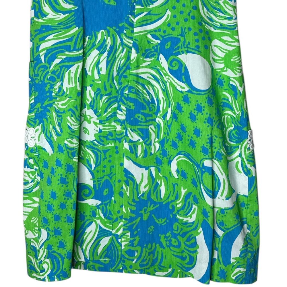 Lilly Pulitzer Liz Limeade Roar Of The Jungle Lace Green Blue Shift Dress Sz 10 - Picture 7 of 11